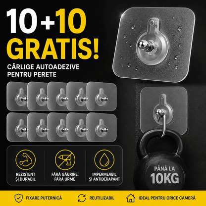 10+10 GRATIS - Set Cârlige autoadezive NanoFix™, fixare până la 10kg
