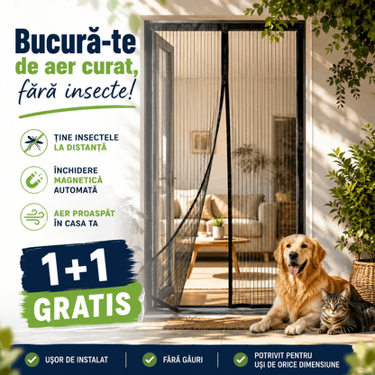 1+1 GRATIS, Plasă Anti-insecte Magnetix™ cu Închidere Magnetică Automată, 100x210cm