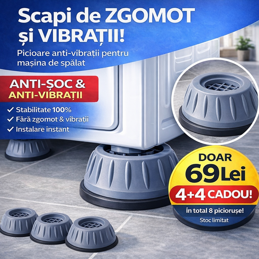 Set 4+4 picioare VibraFix™ CADOU, anti-vibratii si anti-zgomot