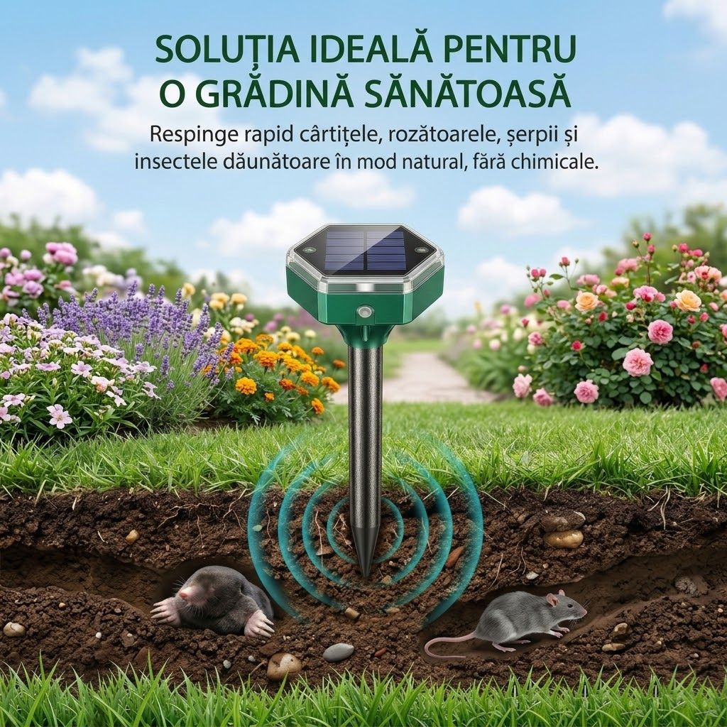 1+1 GRATIS - Aparat solar anti dăunători CârtiStop™