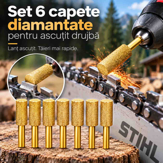 Set 6 Capete Diamantate pentru Ascuțit Drujba - AscuțitPro™