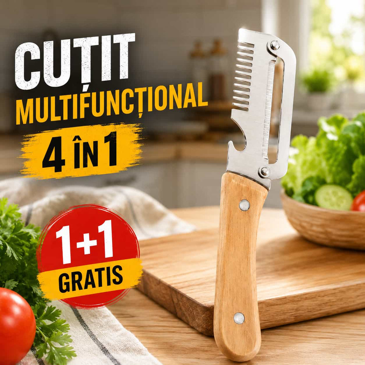 1+1 GRATIS, Cuțit multifuncțional CutPro™ 4 în 1