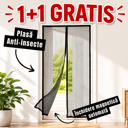 1+1 GRATIS, Plasă Anti-insecte Magnetix™ cu Închidere Magnetică Automată, 100x210cm