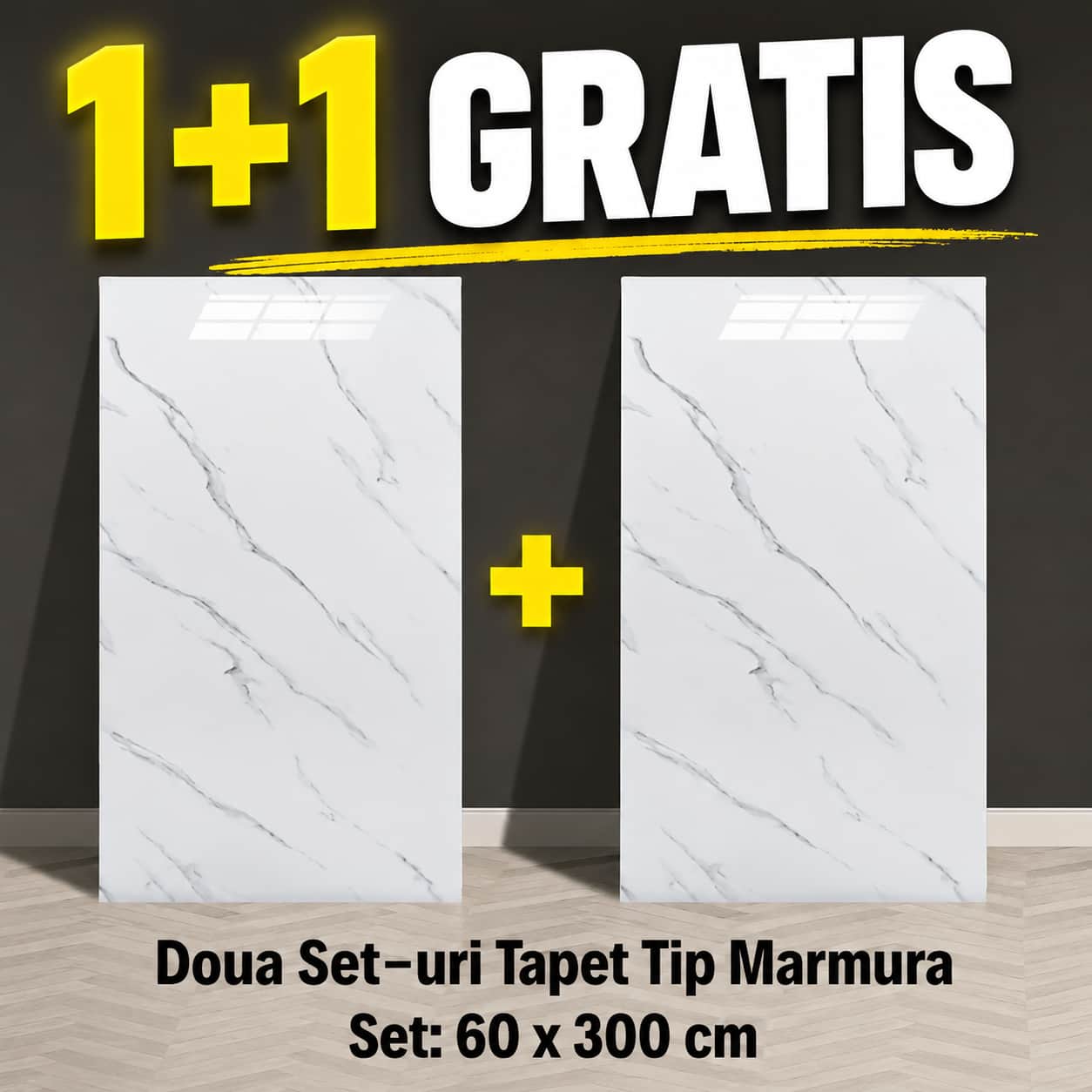 1+1 GRATIS, Rolă Tapet Autoadeziv Tip Marmură MarbleFlex™, 60cm x 3 metri