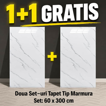 1+1 GRATIS, Rolă Tapet Autoadeziv Tip Marmură MarbleFlex™, 60cm x 3 metri