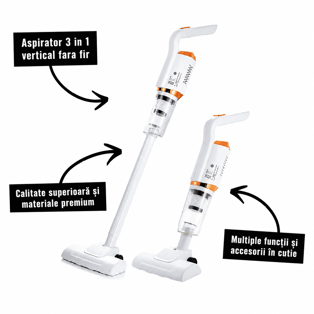 Aspirator Vertical VacuumX™ 3 în 1 fără fir, accesorii incluse