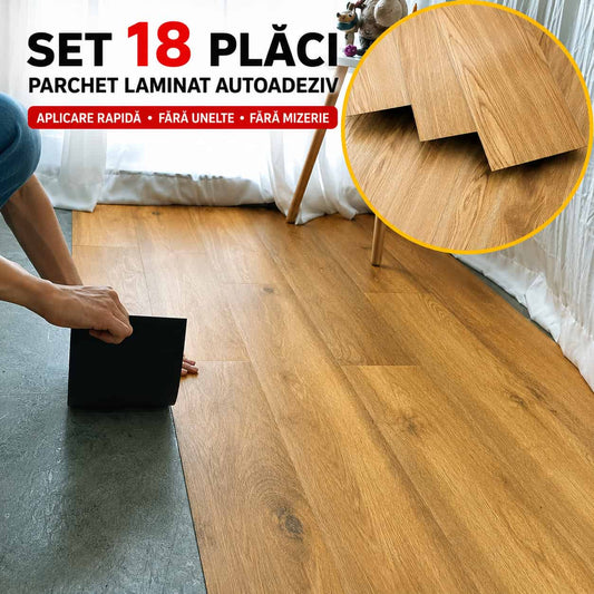 Set 18 Placi Parchet Autoadeziv Model Laminat, acoperire aprox. 5 m²
