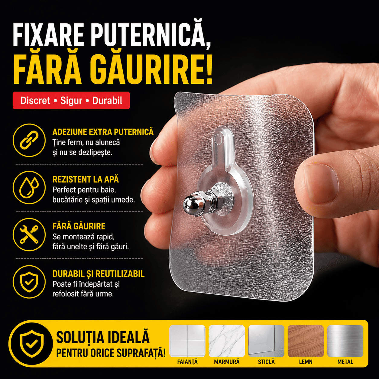 10+10 GRATIS - Set Cârlige autoadezive NanoFix™, fixare până la 10kg