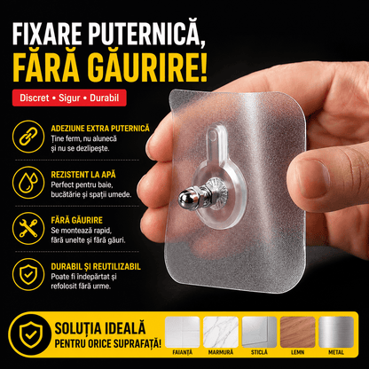 10+10 GRATIS - Set Cârlige autoadezive NanoFix™, fixare până la 10kg