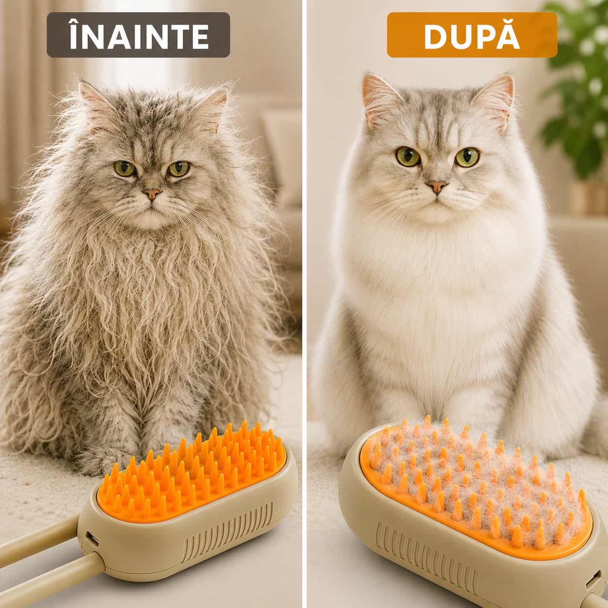 1+1 GRATIS, Perie cu Abur pentru Îngrijirea Blănii