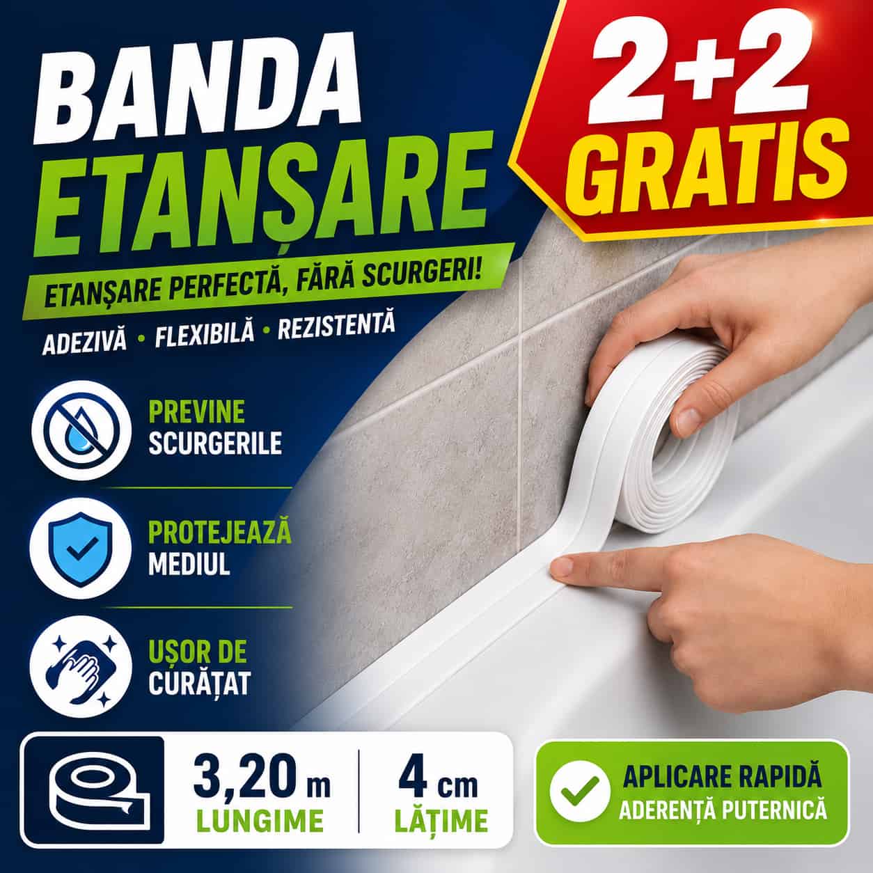 2+2 GRATIS Banda Etansare 3,20 m x 4 cm