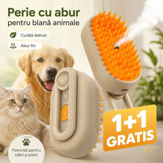 1+1 GRATIS, Perie cu Abur pentru Îngrijirea Animalelor PufiClean™