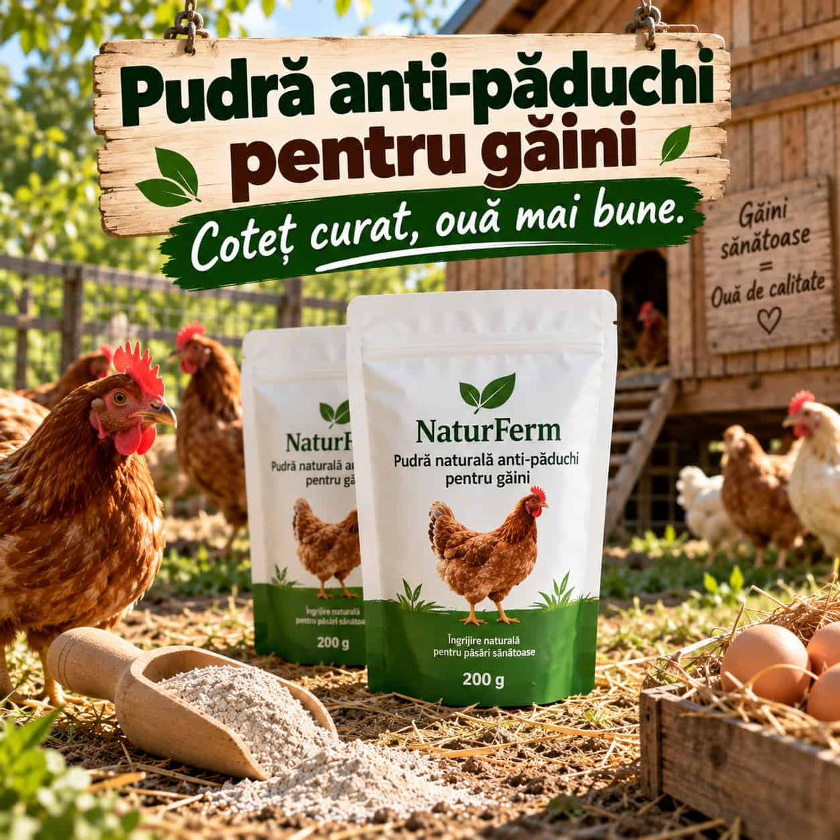 Pudră anti-păduchi pentru găini NaturFerm™