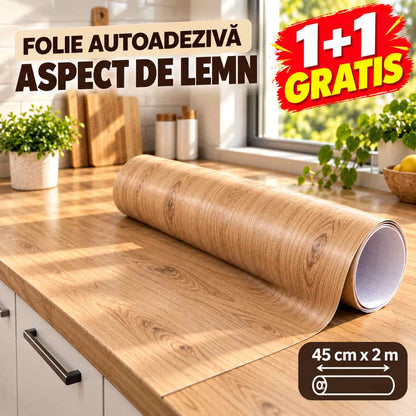 1+1 GRATIS, Folie Autoadezivă cu Aspect de Lemn - WoodFix™ 45cm x 2m