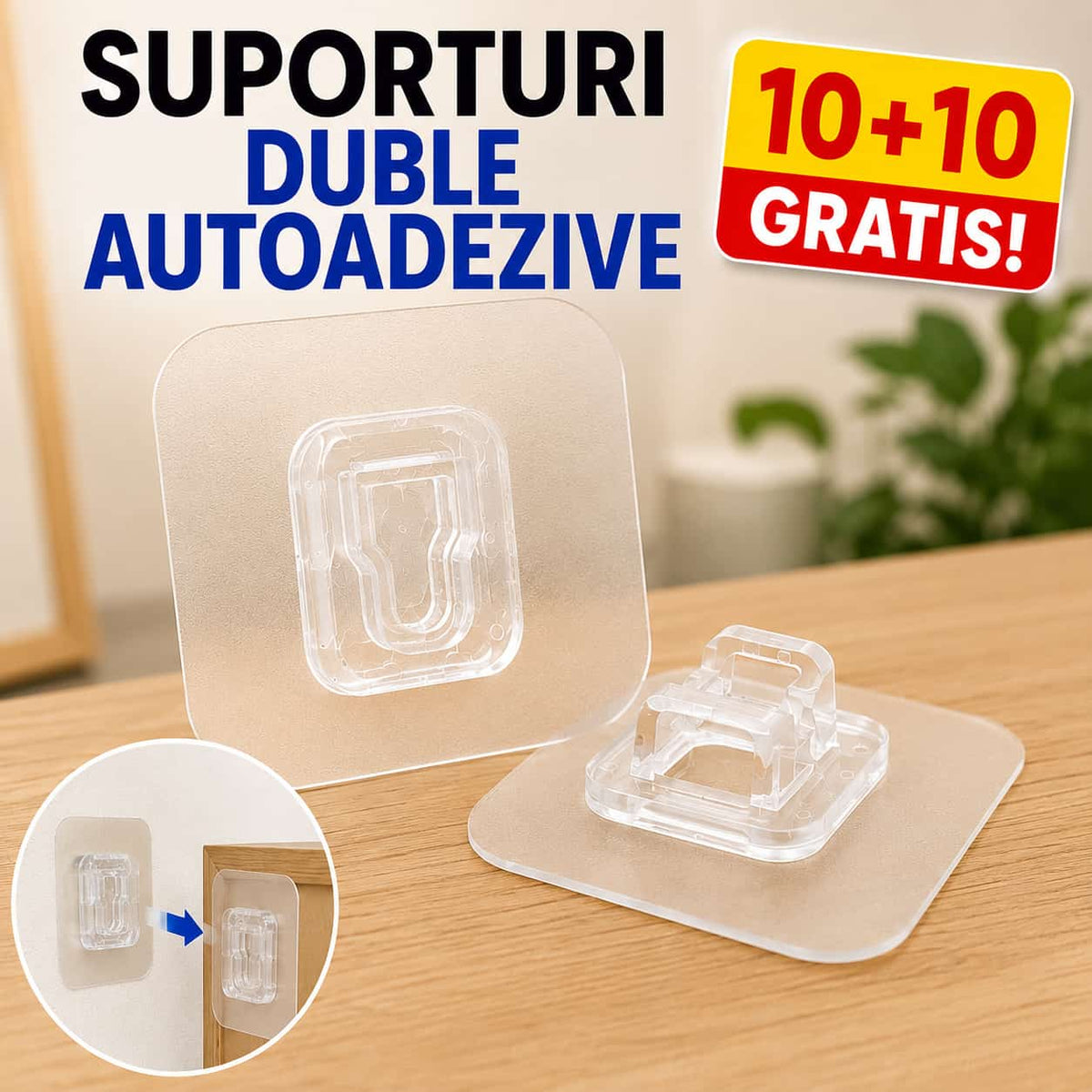Set 10+10 GRATIS, Suporturi duble auto-adezive FixPro™