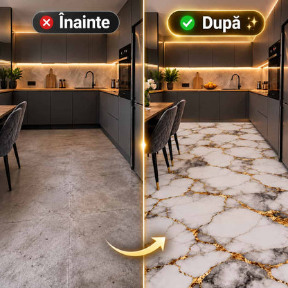SET 5+5 GRATIS, Tapet PVC Premium pentru Podea MarbleLux™, Rezistent la Apă, dimensiune 60cm x 60cm, acoperire aprox. 5 mp