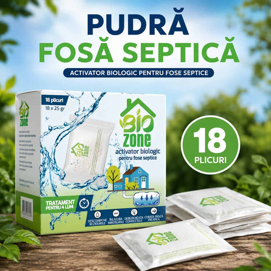 Activator Biologic BioZone™ pentru Fosă Septică – 18 Plicuri x 25 grame, tratament pentru 4 luni