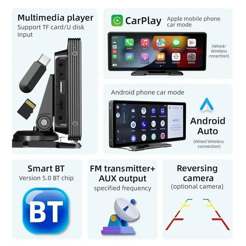 Navigație Auto Multimedia 10.26 Inch Full HD, Ecran Tactil, compatibilă cu Android Auto & Apple Carplay